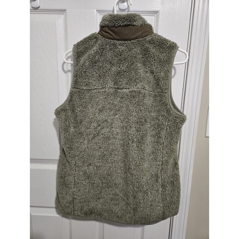 VTG L.L Bean Mens Mountain Pile Sherpa Fleece Vest Size M Olive‎ Green Full Zip
